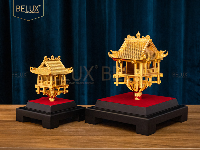 Mô hình Chùa Một Cột bằng đồng mạ vàng 24k